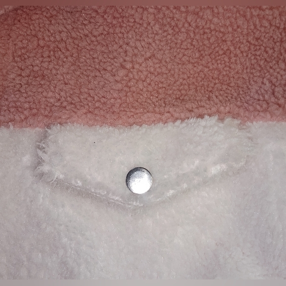 Shein Women Pink/White Drop Shoulder Soft Plush Crop Jacket Size Large - Picture 6 of 11